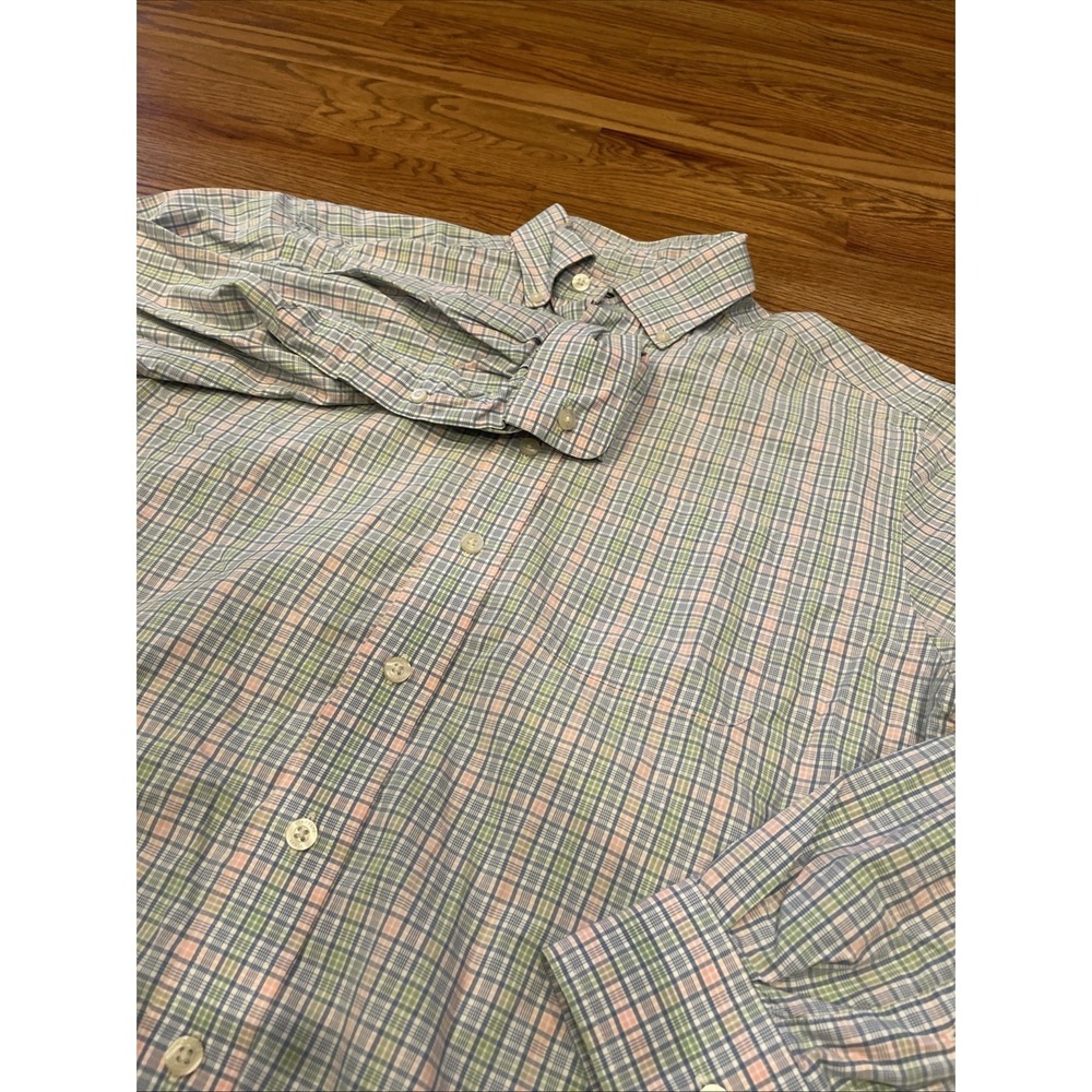 Vineyard Vines Mens Murray Shirt Small Blue Green Pink Plaid Button Down Cotton